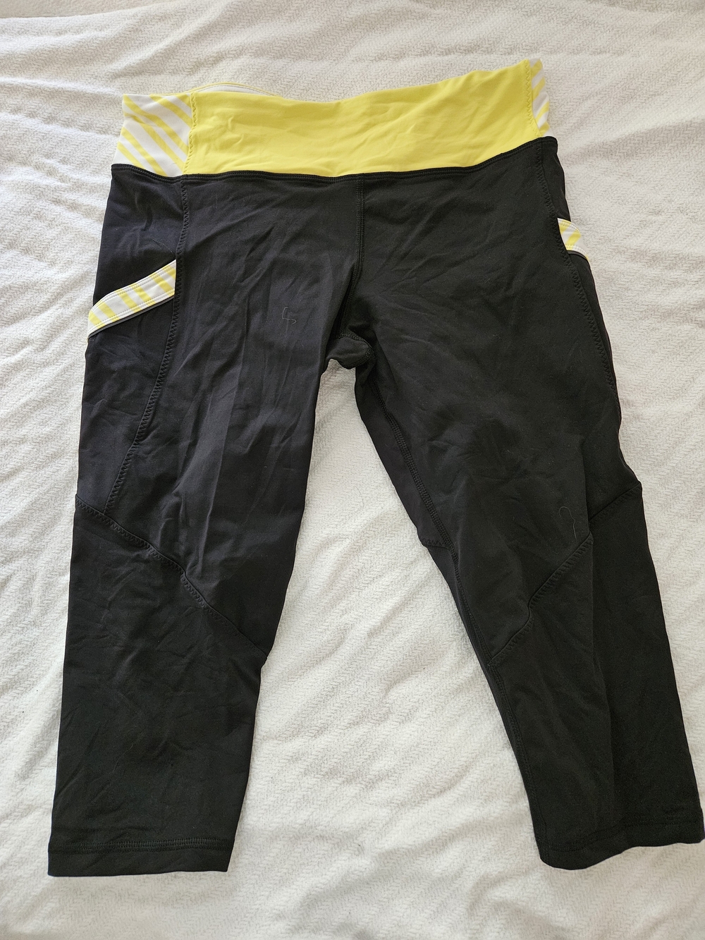 Lululemon Athletica Black & Yellow Capri Leggings